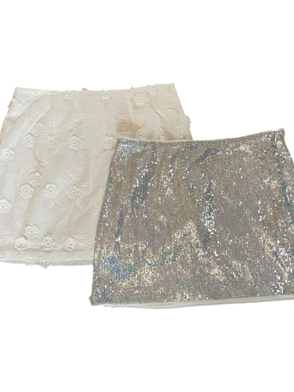 Pink Lily White Eyelet & Sequin Skirt Bundle Size M Party Club Summer Vacation